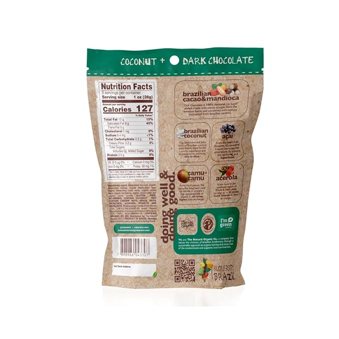 Naturanic Brazilian Dark Chocolate Covered Freeze-Dried Coconut Snack, Zero Carb, Keto Friendly, No Sugar, All Natural, Organic, Vegan - Pack of 2