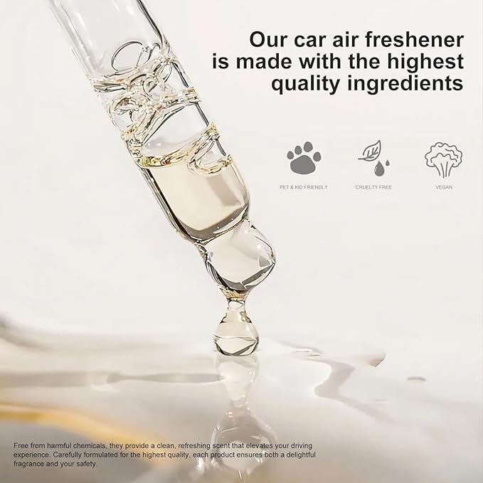 Car Air Freshener Hanging, 2 Pcs Blue Ocean Scent Drift Car Air Freshener, Wooden Fragrance Expanding Bottle Cap, 10ml Per Bottle, Used for Car Decoration and Fresh Air (Ocean)