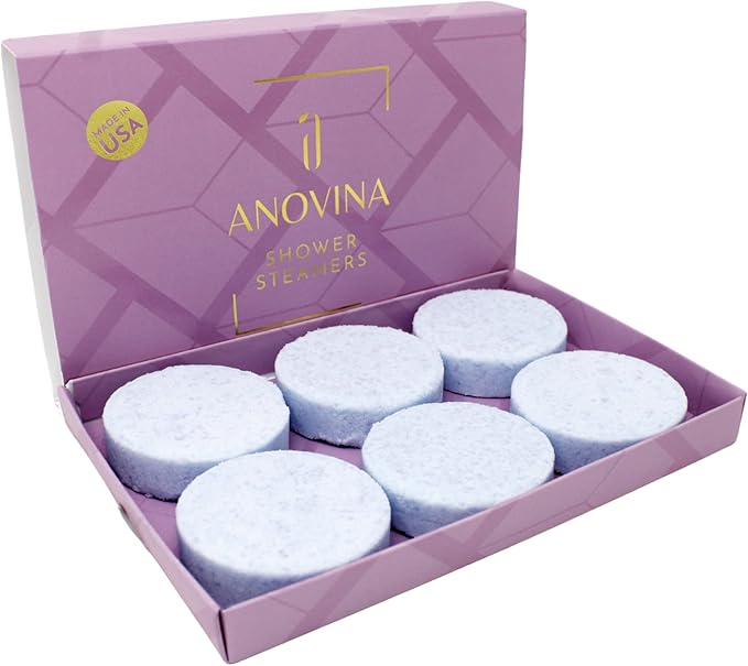 Anovina Lavender Shower Steamers USA Made – Calming Aromatherapy Shower Bombs – Relaxation & Self-Care – Lavender Gifts for Women and Calming Gifts for Women, Perfect for Home & Holiday Wellness