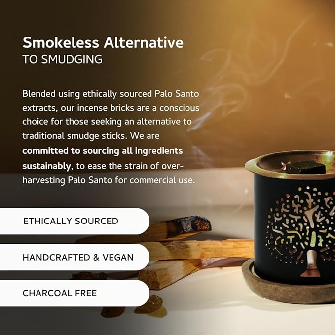 Palo Santo & Copal Smokeless Incense Bricks Refill | 3 x 9 Bricks | Aromatherapy | Smudging | Made with Essential Oils | Natural Air fresheners for Home | Spiritual Meditation Accessories