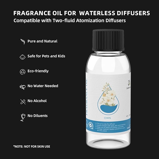 Diffuser Oil Own 100ML/3.38 Fl oz, Fragrance Oil for Waterless Scent Diffuser with Notes of Sandalwood Cardamom Leather Iris Amber Violet, Woody Spicy Scent for Home Office Hotel Car Use