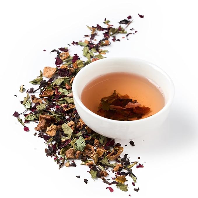 EZR Leaf Sweet Rose Black Tea – Loose Leaf Rose Fruit Tea, Floral & Fruity Blend, Low Caffeine Canister 1.76 Ounce