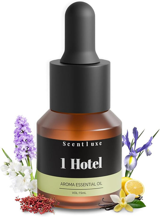 Essential Oil & Aromatherapy Diffuser Oils by The 1 Hotel Scent - Pepper, Lemon, Patchouli Notes. Premium 15mL Glass Dropper Bottle for Ultrasonic/Waterless Diffusers, Crafting 5-Star Hotel Fragrance