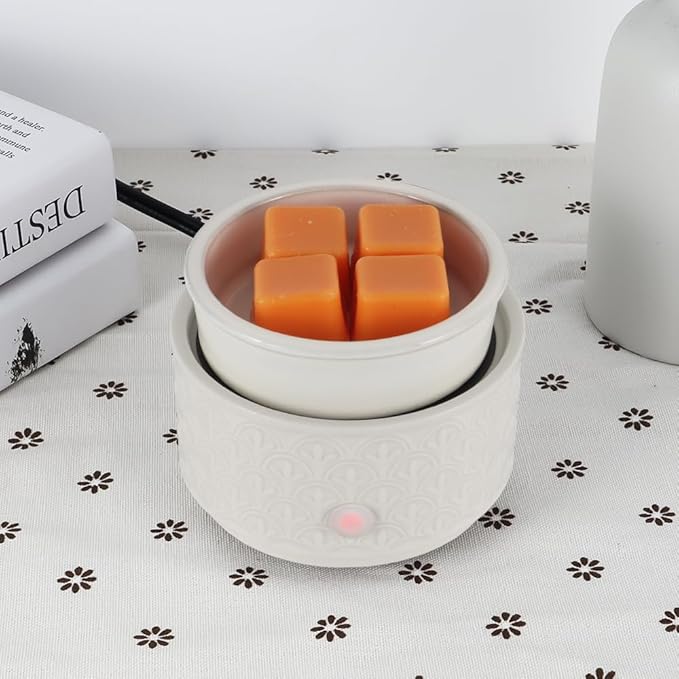 kobodon Ceramic Wax Melt Warmer - 3-in-1Electric Wax Warmer-Fragrance Candle Burner for Scented Wax Tarts and Essential Oils - Wax Melts as Gifts for Moms Grandma Women Girls（White）…