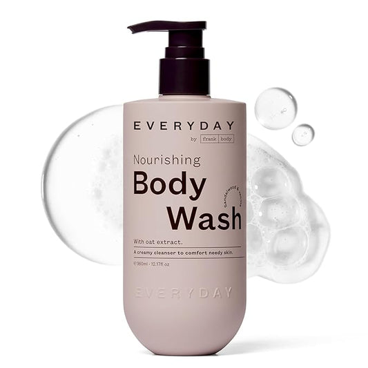 frank body Nourishing Body Wash | Hydrating & Gentle Cleanser | Oat Extract, Avocado Oil & Squalane | Sandalwood & Vanilla Scent | Vegan & Cruelty Free | 360ml