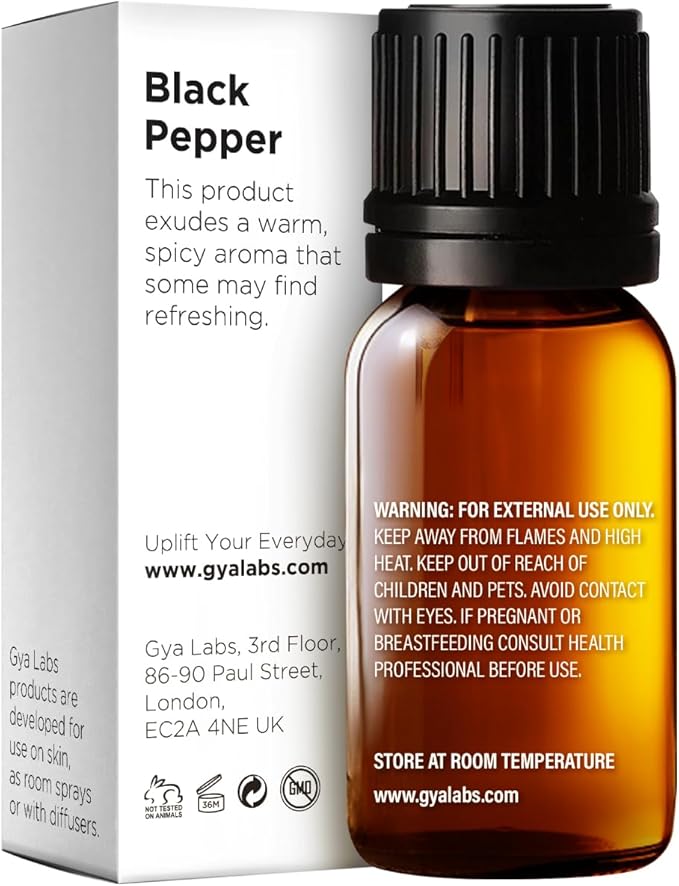 Gya Labs Black Pepper Essential Oil - 0.34 Fl Oz - for Hair, Skin, Diffuser, Aromatherapy & DIY Candle Making Scent