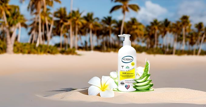 GLY MIRACLE SUN SPF30 Sunscreen Moisturizer: Hydrate and Protect Dry, Cracked Skin with Broad Spectrum UV Block - 16 oz Apricot Breeze