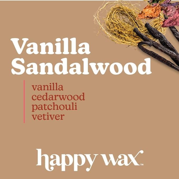 Happy Wax Vanilla Sandalwood Scented Bear Wax Melts - Natural Strong - Infused with Essential Oils - Non Toxic - for Warmers (8 oz Pouch)