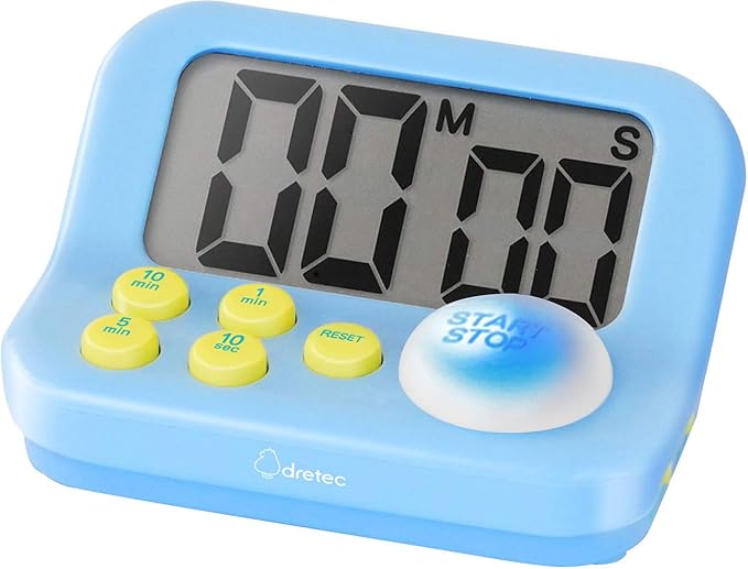 dretec pomodoro Timer, Productivity Timer, for Studying, for exam, Large Display, Large Button, Blue
