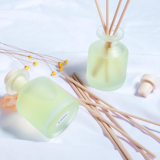 Reed Diffuser - Clean Linen 3.38oz (100ml) 2 Pack Essential Oil Reed Diffuser Set with 16 Sticks, Long Lasting Fragrance for Home, Bathroom, Bedroom, Room, Decor