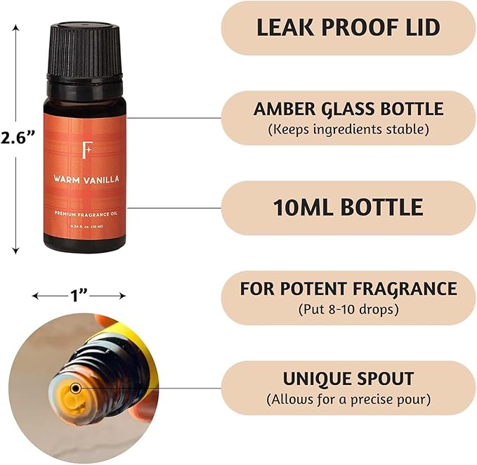 Folkulture Essential Oils for Diffuser | Fall Essential Oils Set of 6x0.34 fl oz | 60 ml Fragrance Oil, Diffusers Oils Fall Scents for Home | Oil Diffusers Fragrances for Diffusers | Pumpkin Spice oil