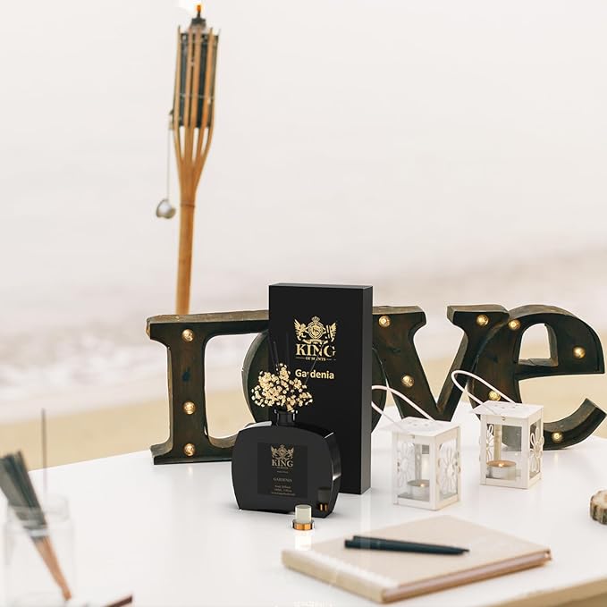 Premium Reed Diffuser Set with Preserved Baby's Breath & Cotton Stick Gardenia - Scent Fragrance Oil Diffuser for Bedroom Bathroom Home Décor