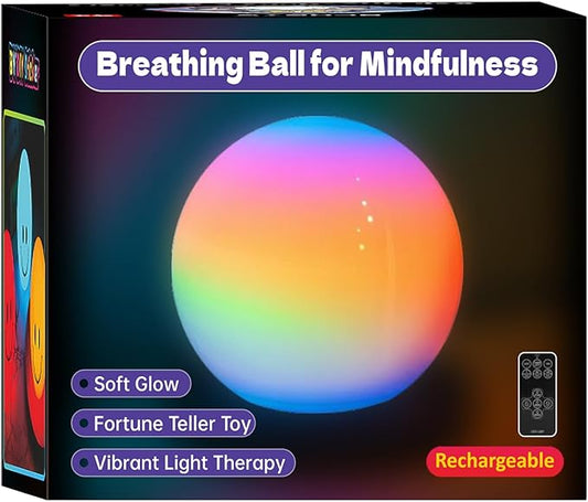 YESIE 'Breathing Ball'| Visual Meditation Tool Accessories for Mindfulness| Sound Guided| Calm Down from Stress & Anxiety Relief | Night Lamp for Adults & Kids| Sleep Aid| Remote Control