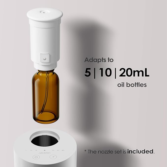 Airversa Waterless Diffuser for Essential Oil, Battery Operated Nebulizer, 0.7 Fl.Oz./ 20mL Capacity, Mini Scent Air Machine, 3 Countdown Timers & Mist Levels for Home, Room, Car, Office - AN6 Yogurt