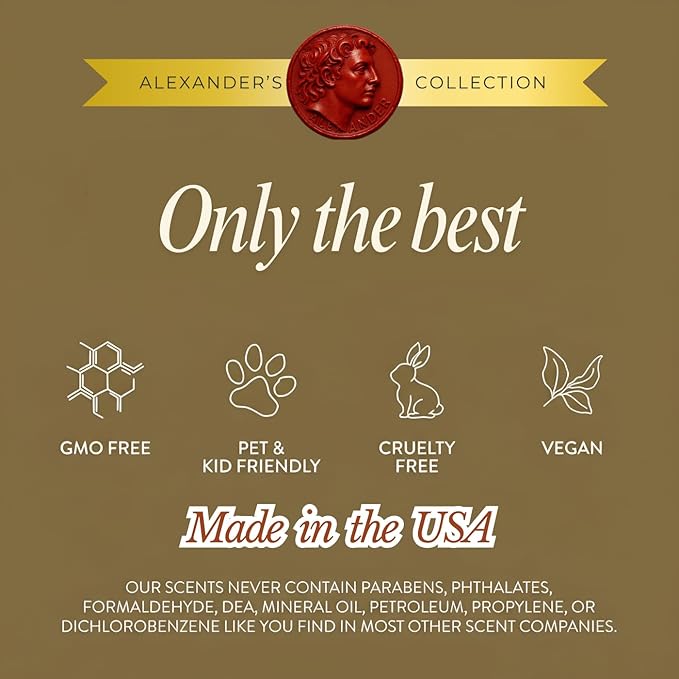 Mahogany Teakwood Car Air Freshener – Alexander Collection by House of Olympus | Luxury Hanging Diffuser | Long-Lasting Scent | Antique Bronze Coin Charm