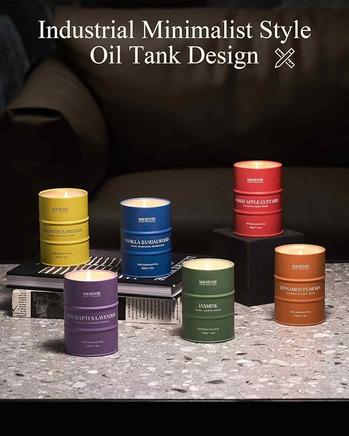 M&SENSE Cinnamon Pumpkin Scented Candles Natural Non Toxic, Aromatherapy Candle for Stress Relief Meditation Relaxing, Housewarming Gifts for Women Men, 11.3oz 70 Hour Long Burning