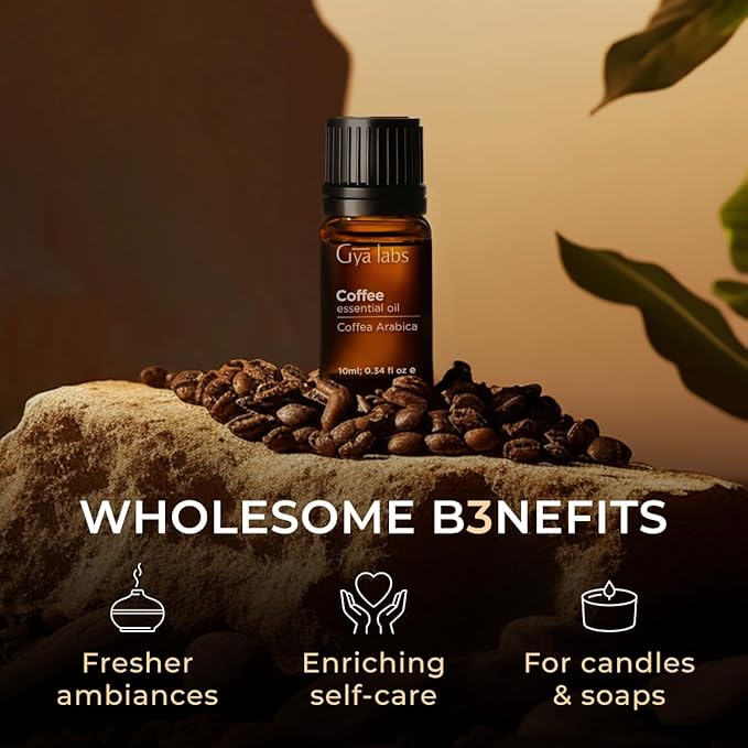 Gya Labs Coffee Essential Oil - 0.34 Fl Oz - for Hair, Skin, Diffuser, Aromatherapy & DIY Candle Making Scent
