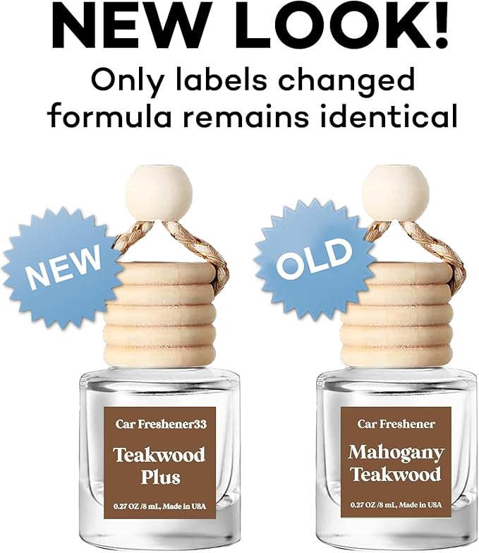 Car Air Freshener Hanging 2 Pack,Mahogany Teakwood Essential Oil Diffuser for Car, Car Air Freshener Cute, 45+ days Long Lasting Air Freshener for Car And Women, car accessories Made in USA