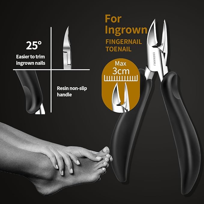 Heavy Duty Toenail Clippers for Thick Toenails or Ingrown Nails, Wide Jaw Opening Straight Nail Clipper and Large Curved Side Toe Nail Clippers Cutter, Thick Toenail Clippers for Seniors Men