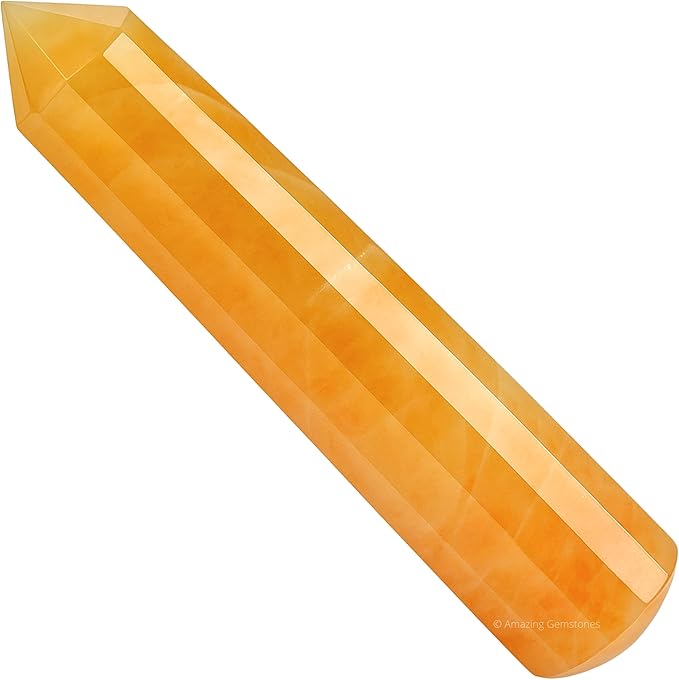 Amazing Gemstone Yellow Aventurine Crystal Wand Massage Stick - Pelvic Wand Gua Sha for Adults - Crystals and Healing Stones Massage Wands for Adults Gifts (Pointed)