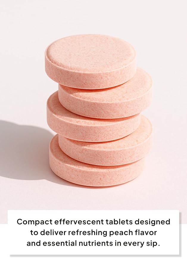 Korean Food Everteen Kombucha Effervescent Drink Mix – Peach Flavor, 30 Count, Low Calorie, Probiotic + Prebiotic, Sugar-Free, Korean Sparkling Fermented Tea Beverage