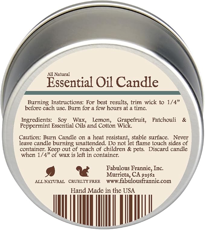 Fabulous Frannie All Natural Aromatherapy Soy Candle Travel tin Made with Pure Essential Oils 100 Hours Burn time 6oz (Relax)