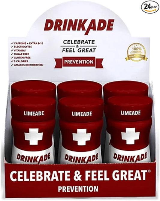 DrinkAde Prevention – Daily Wellness & Immunity Support Hydration Drink with Electrolytes, B Vitamins & Green Tea Extract – Sugar Free, 5 Calories, Vegan, Non-GMO (6 Pack, Lemon)
