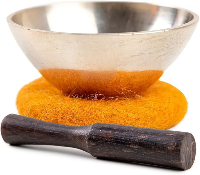 Mini Tibetan Singing Bowl Set - Cute Yoga Gift | Easy to Carry | Unique Sound Bowl Made of Bronze, Authentic Handcrafted Small Singing Bowl for Meditation and Healing - by Himalayan Bazaar (2-Inch)