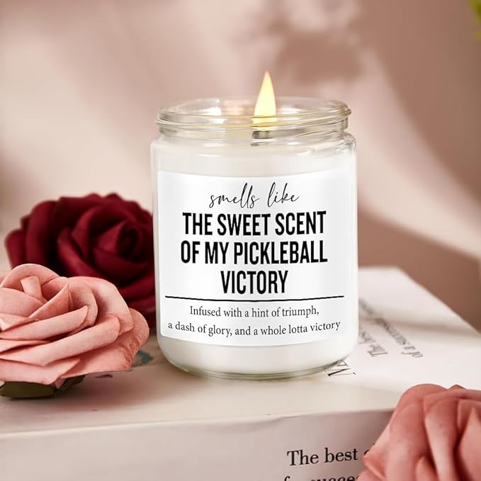 Funny Pickleball Gift Set - Scented Candle & Cosmetic Bag - Pickleball Gifts for Women, Men, Players, Coaches - Gag Gift for Birthday, Christmas, Stocking Stuffers, Pickleball Enthusiasts