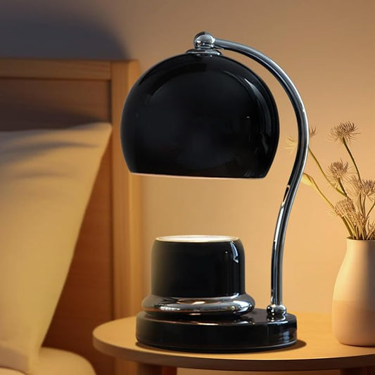 Ceramic Dimmable Candle Warmer Lamp with Timer Fit for Medium Size Candle Jars, Aesthetic Design with 2 Bulbs, House Warming Gifts, New Home Decor, Mother's Day, Birthday Gifts (Black)