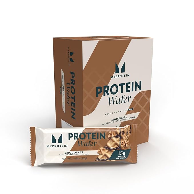 Myprotein Protein Bars, Crispy Protein Wafers, 15g High Protein Snacks, Box of 10 Chocolate Wafers Packs, Milk & Whey Protein Isolate, Light & Crunchy