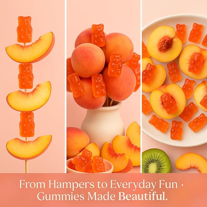 Confect Peachy Sour Swirl Fruit Gummies – Vegan Candy – 6 Packs x 1.76 oz – Gluten-Free, No Corn Syrup, Teddy Bear Shape