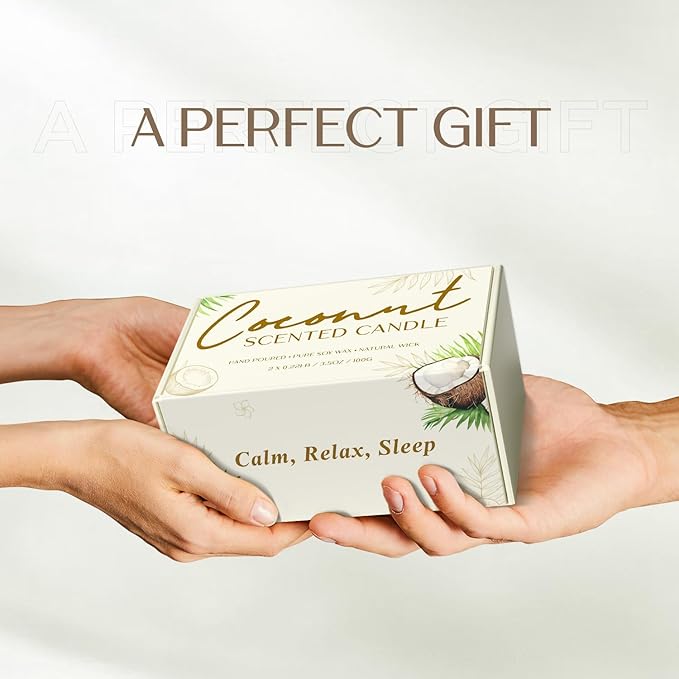 Scented Candles, BOYUJK Coconut Candles for Home Scented, Coconut Candle Set for Stress Relief and Promote Sleep, Candle Gifts for Women and Men