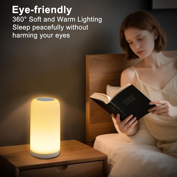 Dimmable Touch Night Light - 7 Brightness & 13 RGB Colors, Portable Bedside Lamp, Touch & App Control, Smart LED Lamp for Nursery, Reading, Decor