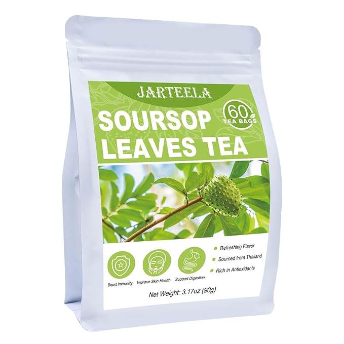Jarteela - Soursop Tea Bag, 1.5g x 60 Count - Pure Graviola Tea - Natural Soursop Leaves Herbal Tea Bags - Non-GMO - Caffeine-free Tea - Support Digestive & Healthy Skin