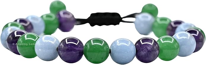 Natural Healing Crystal Bracelet for Women - Mens Bracelet Energy Balancing Gemstones Set - Adjustable Stone Bead Bracelet for Men and Women - Chakra Crystal Therapy Accessory, Meditation