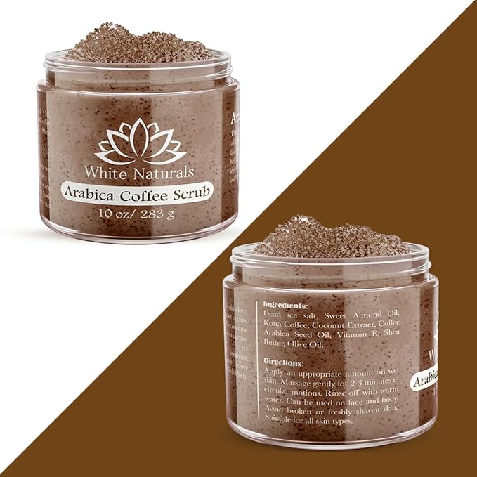 Arabica Coffee Scrub, Moisturizing Exfoliating Face, Body Foot, Hand, Natural Exfoliating for Smooth Skin, Organic Scrub Fights Stretch Marks, Appearance Cellulite, Fine Lines & Wrinkles