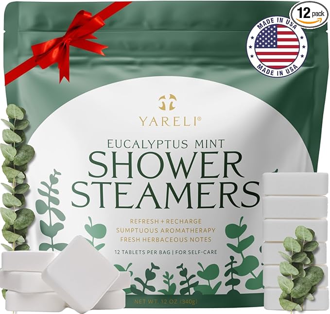 Yareli Shower Steamers for Sinus Relief, 12 Pack, for Women and Men - Aromatherapy and Self Care - Eucalyptus Mint