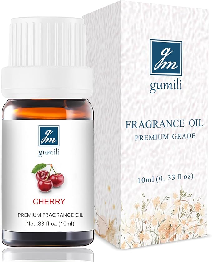 Cherry Essential Oil - Pure Organic Scent for Aromatherapy, Diffusers, Spray, Skin & Hair Care, Massage, DIY Candles & Soap, Perfume - Fruity Fragrance, 10mL