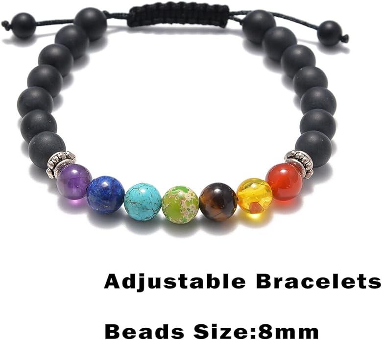 AD Beads 2Pcs His & Hers Distance Beads Bracelets Elastic Natural Stone Yoga Bracelet