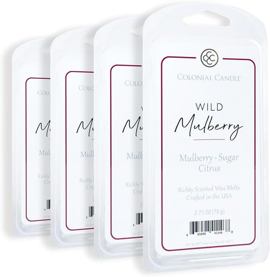 Colonial Candle Wild Mulberry Wax Melts, Wax Melt Warmer Cubes, Long Lasting Scented Wax Warmer Cubes, 4 Pack, 6 Cubes Each - Made in The USA