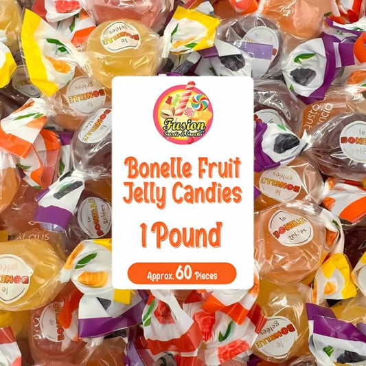Bonelle Italian Fruit Jelly Candy - 1 Pound Bulk Bag (Approx 60 Pieces), Italian Candy, Jelly Candies Gluten Free & Vegan Individually Wrapped Treats