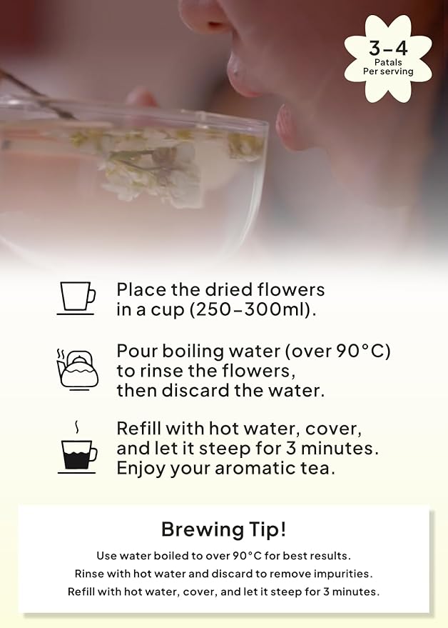 Korean Food, KKOKDAM Original Magnolia Flower Tea, Decaf Floral Blend, Fully Natural Flowers, No Caffeine, Sugar Free, Zero Calories, Made in Korea,10g