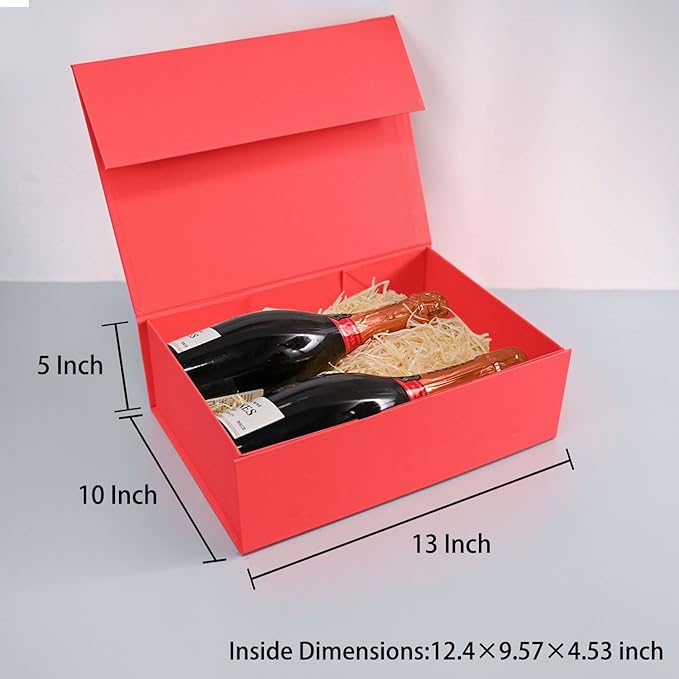 LIFELUM Christmas Gift Boxes 5 Pack 13.85 x 8.35 x 4.45 inch Christmas Gift Boxes for Presents with Ribbon Valentine's Bridesmaid Boxes Contains Card, Ribbon, Shredded Paper Filler for Packing