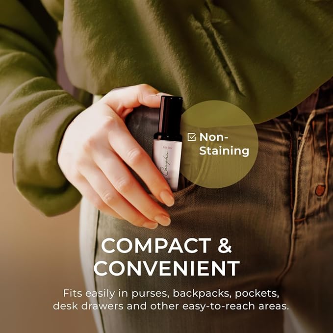 Gya Labs Camphor Essential Oil Roll On - 0.34 Fl Oz - Travel Size Roller for Camping, Skin, Aromatherapy Relief, Convenience