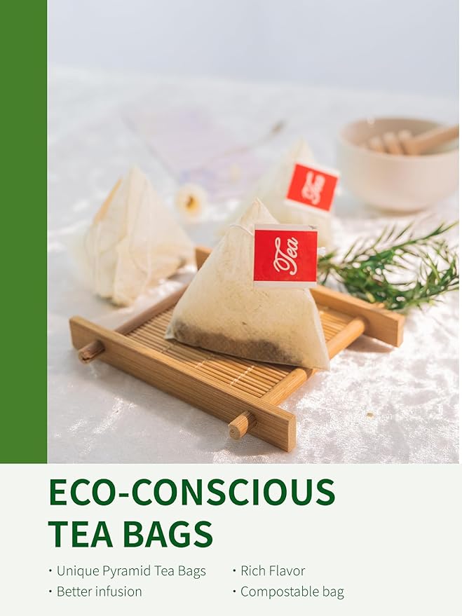 TeeLux Genmaicha Tea Bags, Genmai Cha with Sencha Green Tea, Matcha and Roasted Brown Rice, Premium Genmai Cha, Smooth Taste, 60 Count