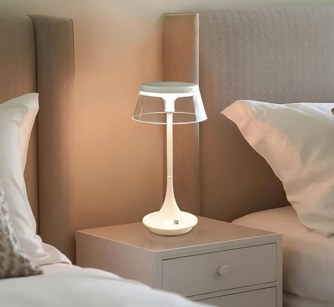 JHY DESIGN 3-Color Light Dimmable Bedside Table Lamp 10.5" H Nightstand Lamp Touch Control Lamp for Bedroom Living Room Indoors Outdoors(Single,Type-C Charging)