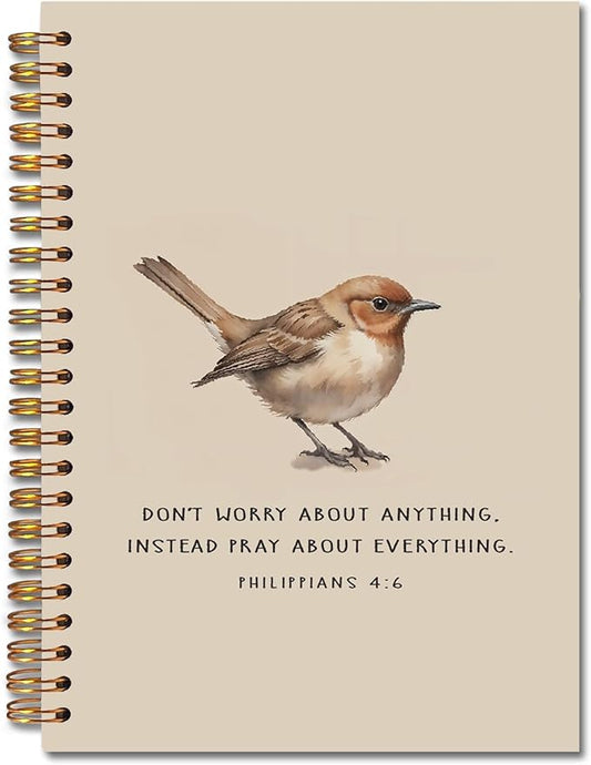 Bird Christian Spiral Notebooks, Philippians 4:6 Bible Journal, Scripture Journals for Writing, Christian Gifts for Women Men, Religious Notebook for Note Taking, 5.5x8.3 Inch