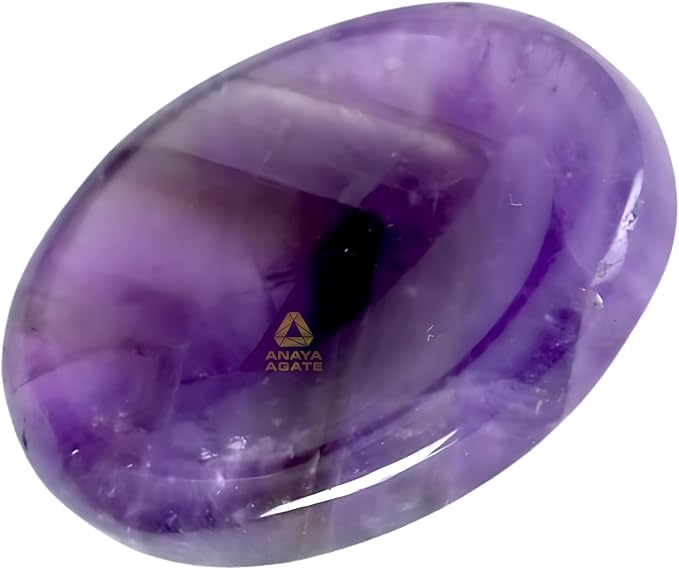 Amethyst Worry Stones – Crystal Thumb Worry Stone for Anguish, Stress – Relaxing and Soothing Balance Stones for Meditation, Stress Relief – Healing Stones and Crystals for Men and Women