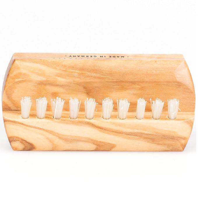 Fendrihan Travel Size Dual Sided Olivewood Nail and Hand Brush with Natural Boar Bristles 2.3" (Made in Germany)